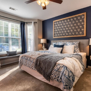 Bedroom Blue Back Wall Wakefield Glen Luxury Apartments Wake Forest