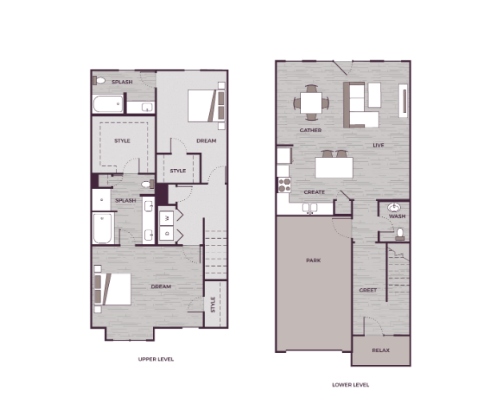 Peak Suites in Cary The Aster 2 bed 2.5 bath 1668 square feet floor plan