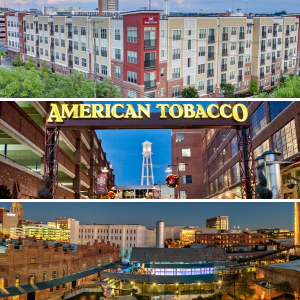 Durham American Tobacco Campus Bull City at Night