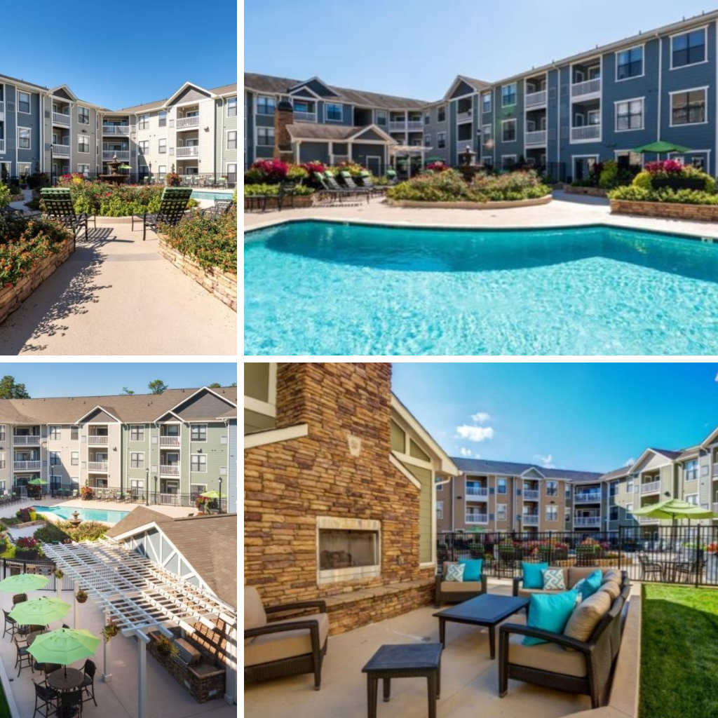 Peak Suites Raleigh at North City 6 Outdoor Pool Seating Area Landscaped Furnished Apartments